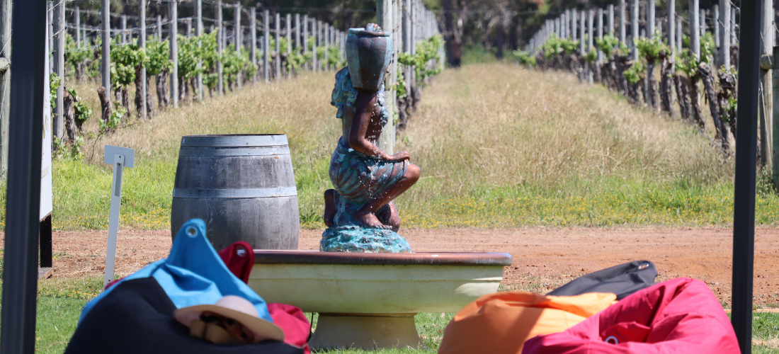 Bean bags at Evoi cellar door